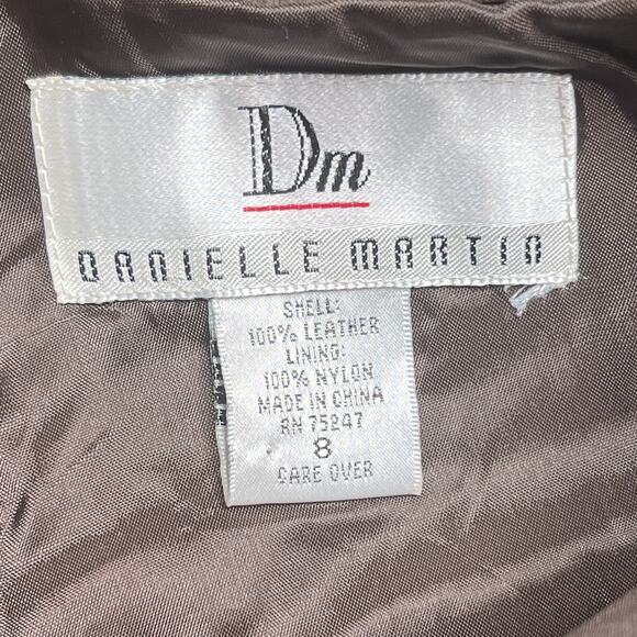 Vintage 90s Danielle Martin High Waisted Straight Leg Brown Leather Suede Pants - Picture 3 of 9